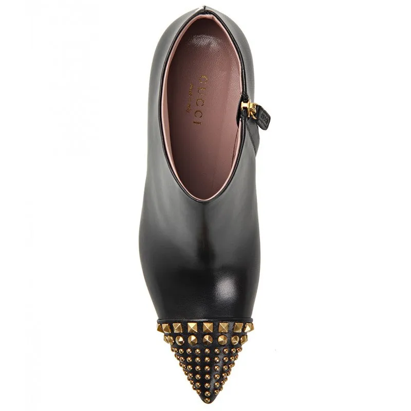 Gucci Black leather studded ankle boots