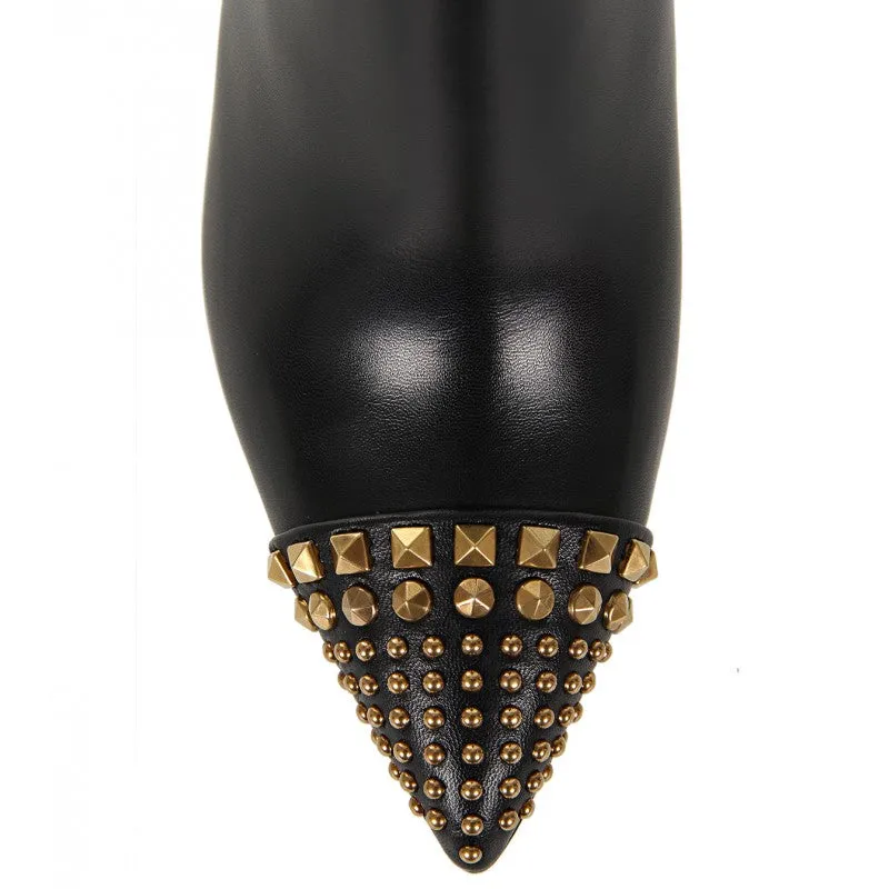 Gucci Black leather studded ankle boots