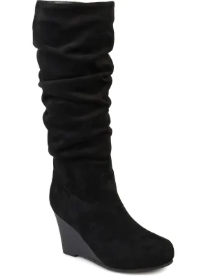 Haze Womens Faux Suede Wide Calf Mid-Calf Boots
