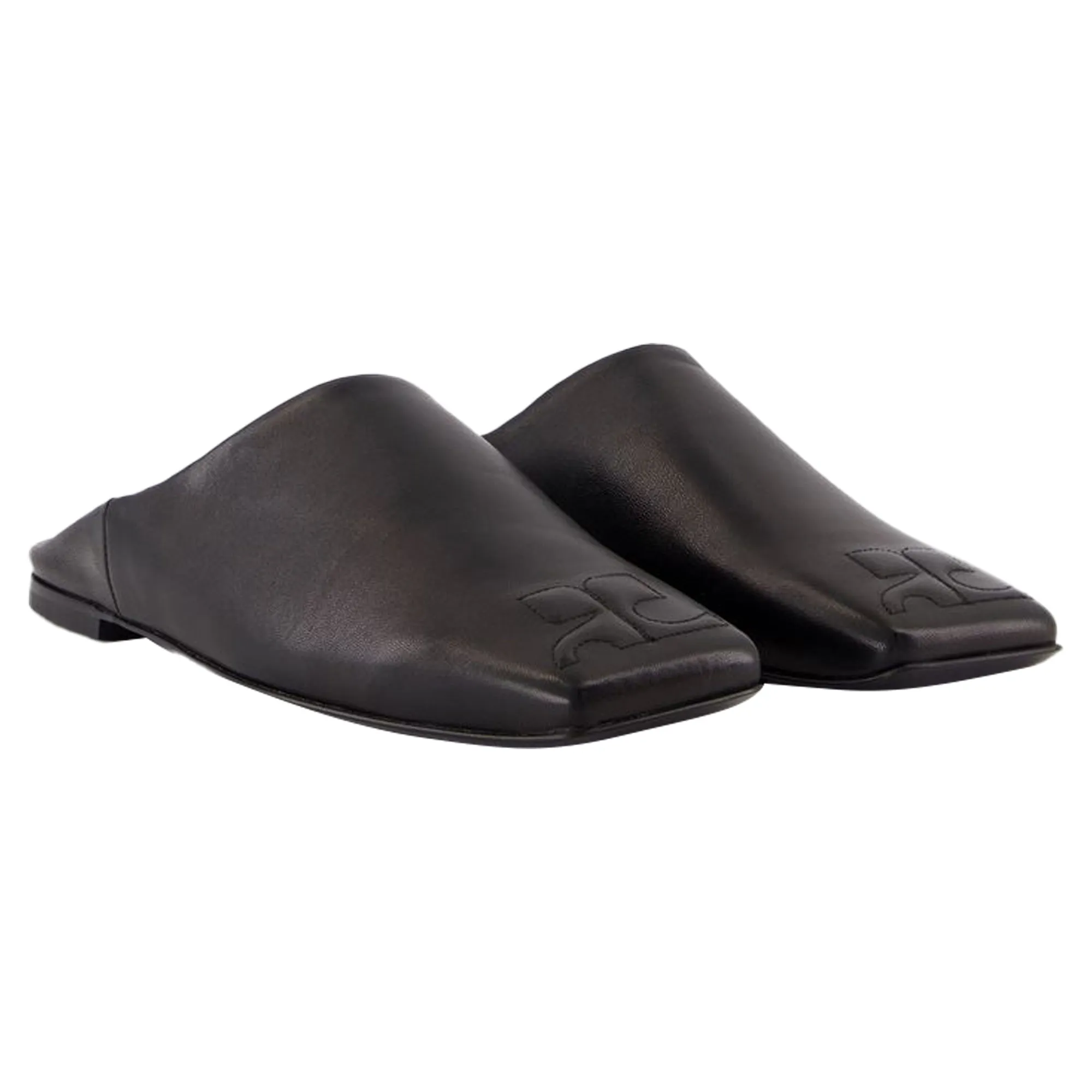 Heritage Shadow Mules - Courreges - Leather - Black