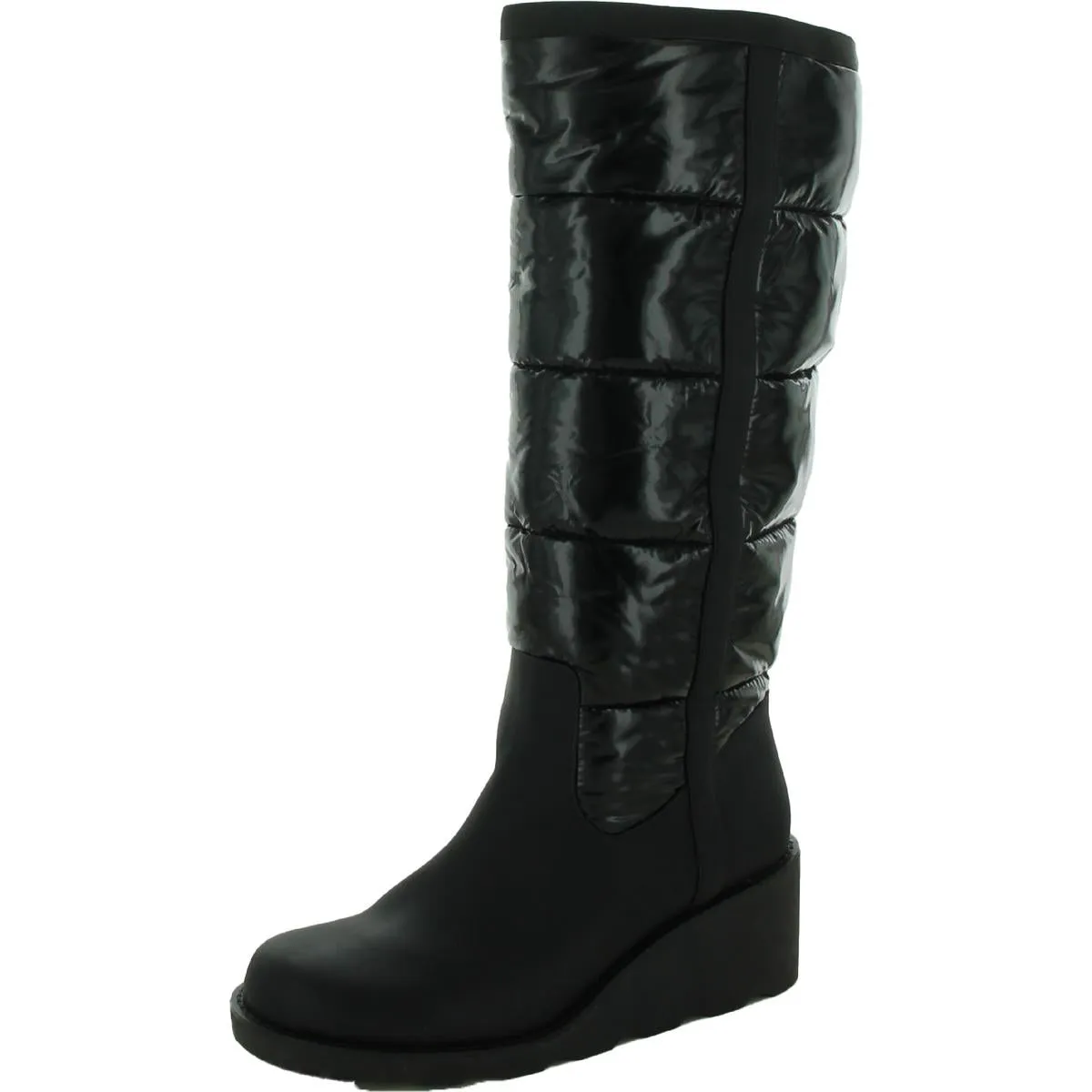 Hiliah Womens Patent Puffy Knee-High Boots