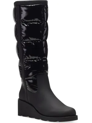 Hiliah Womens Patent Puffy Knee-High Boots