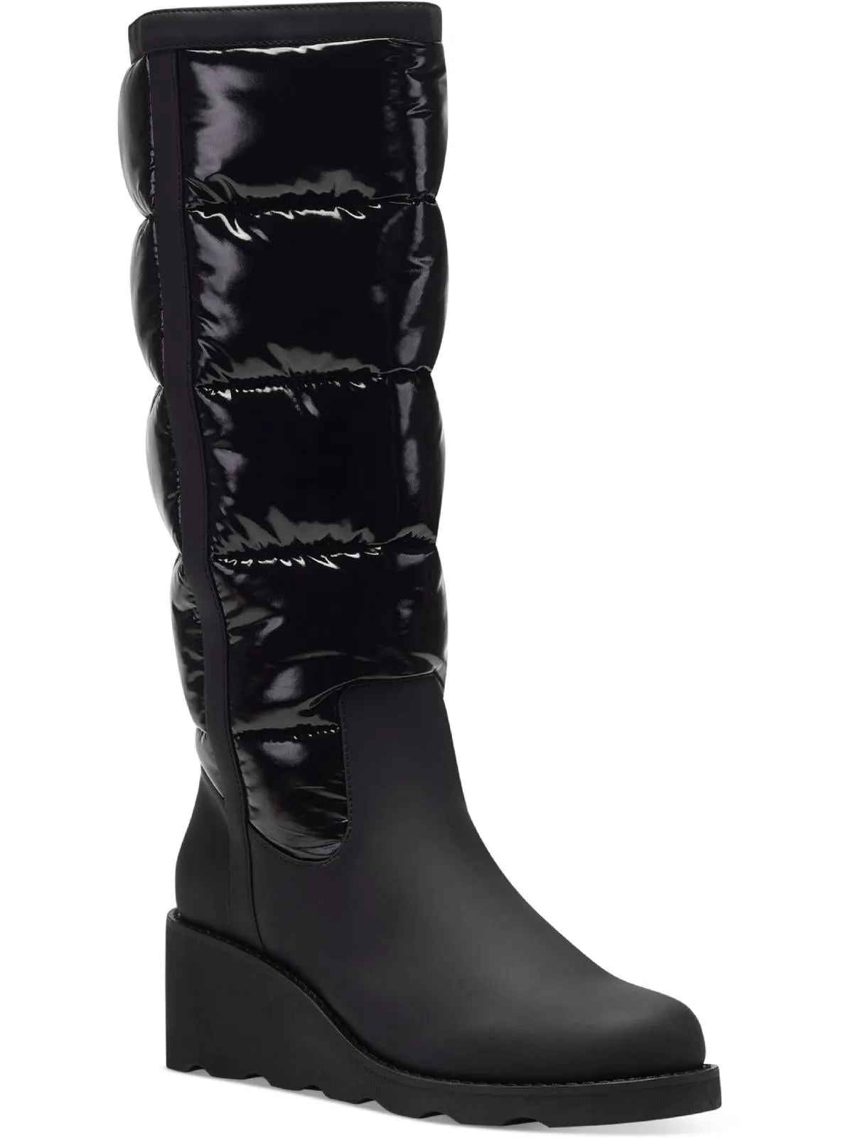 Hiliah Womens Patent Puffy Knee-High Boots