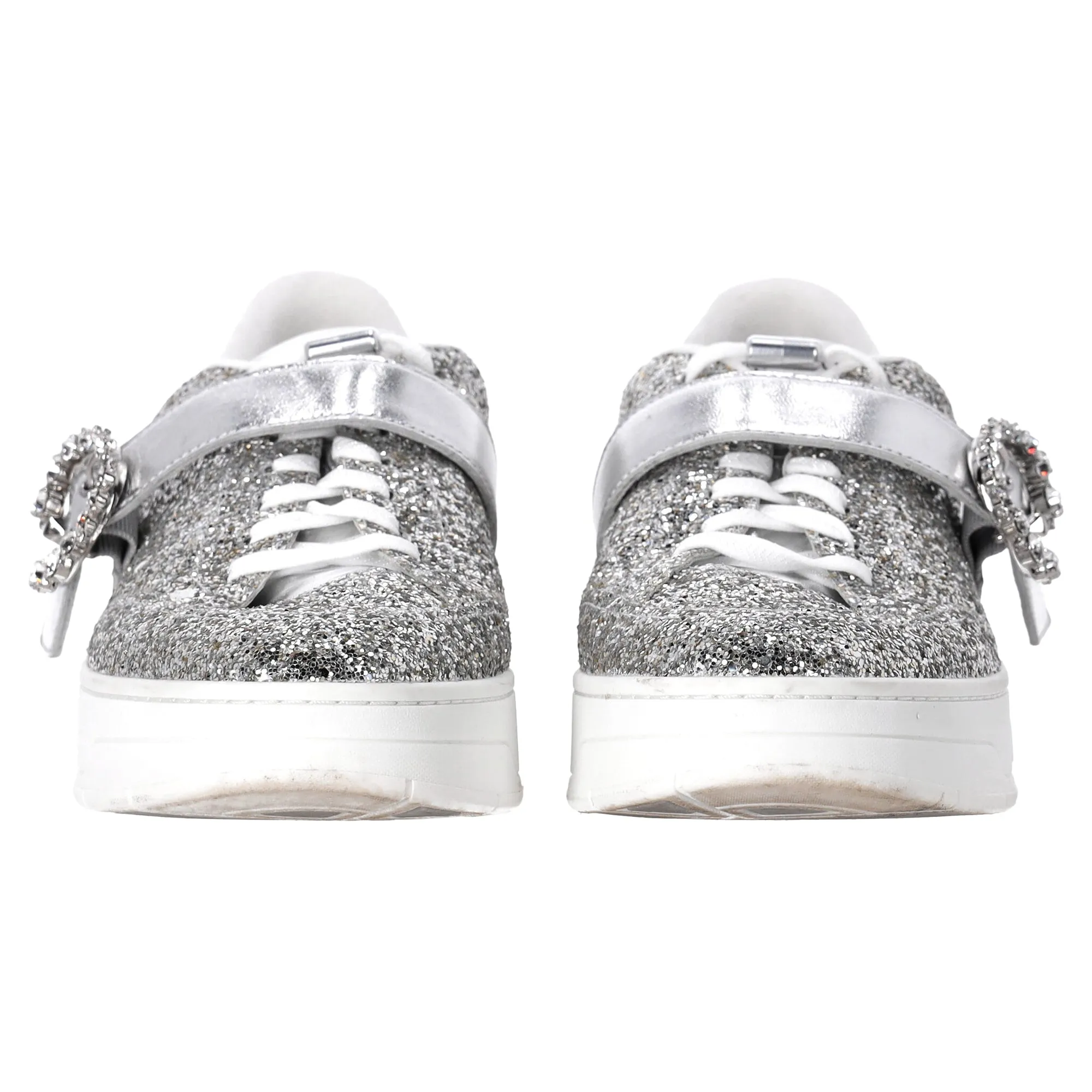 Jimmy Choo Osaka Sneakers in Silver Glitter
