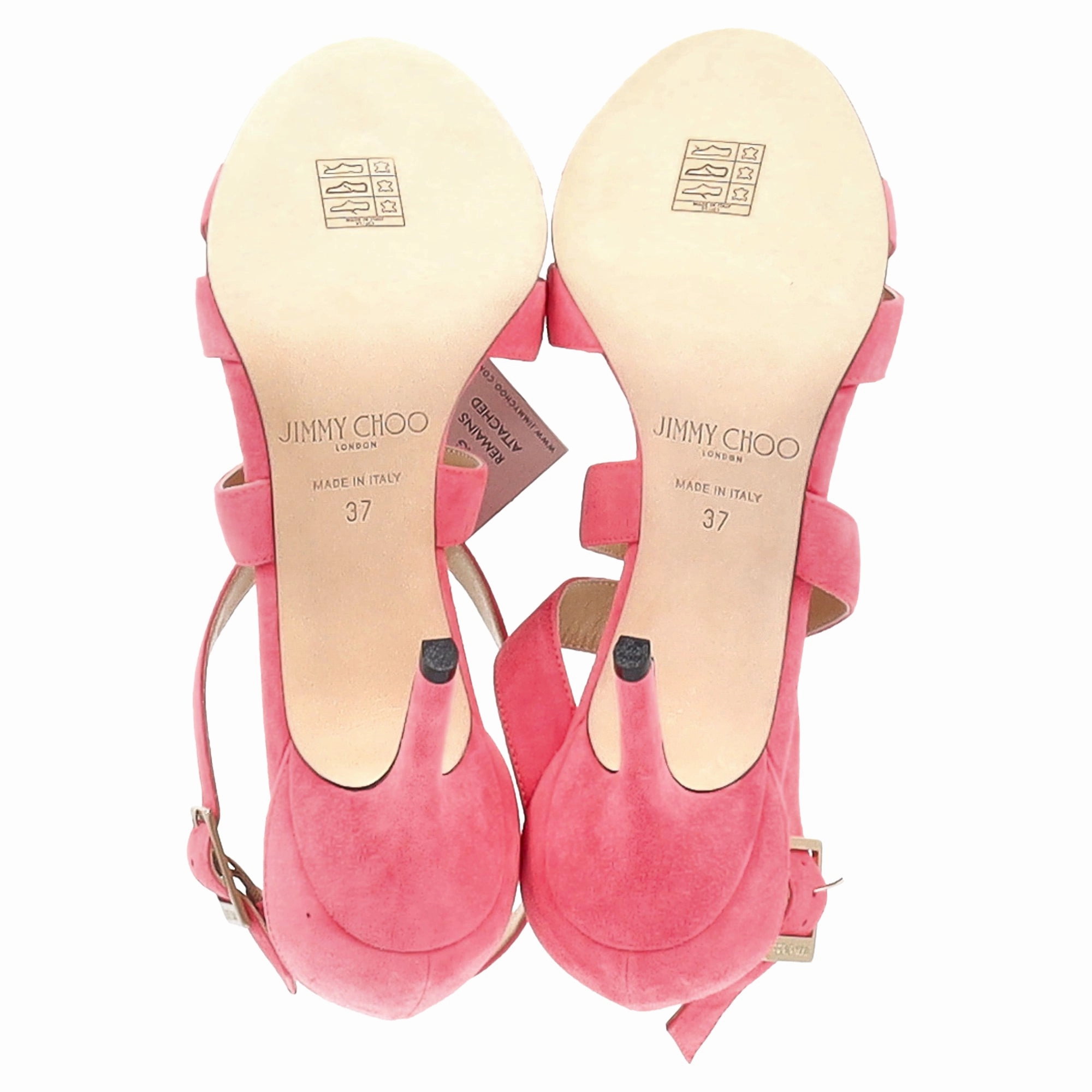 Jimmy Choo Strappy High Heel Sandal Heels in Pink Suede Shoes_Jimmy-Choo