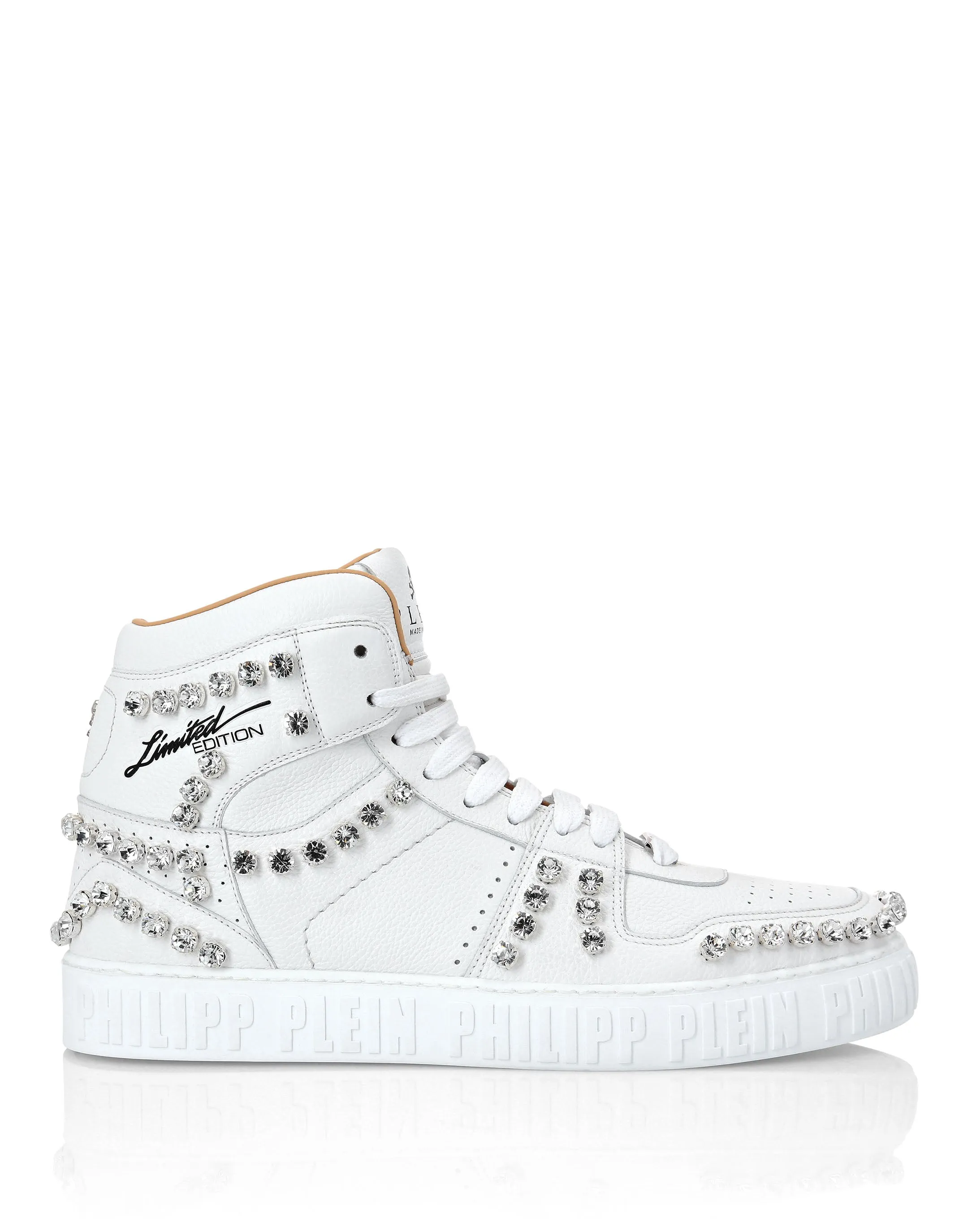 Leather Hi-Top Sneakers Crystal