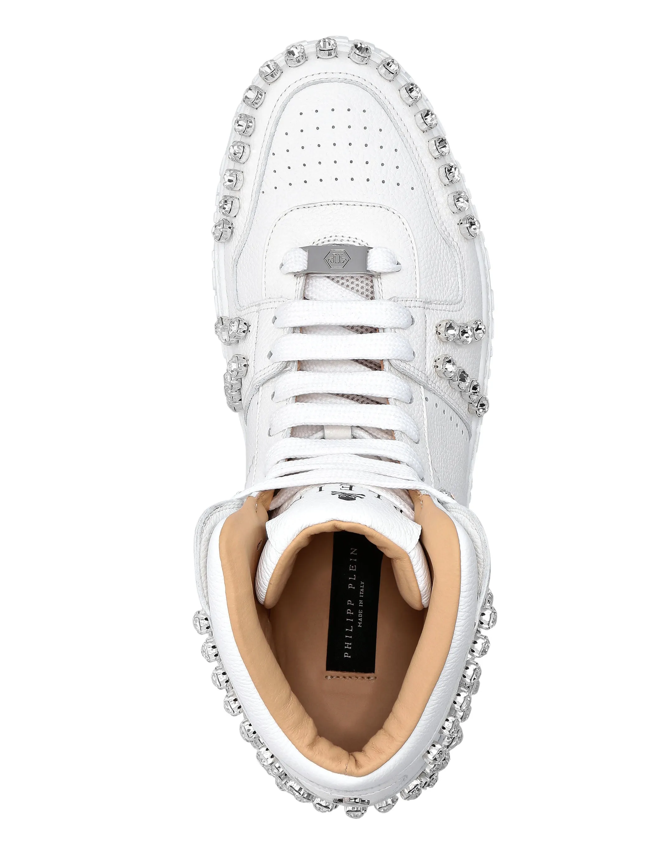 Leather Hi-Top Sneakers Crystal