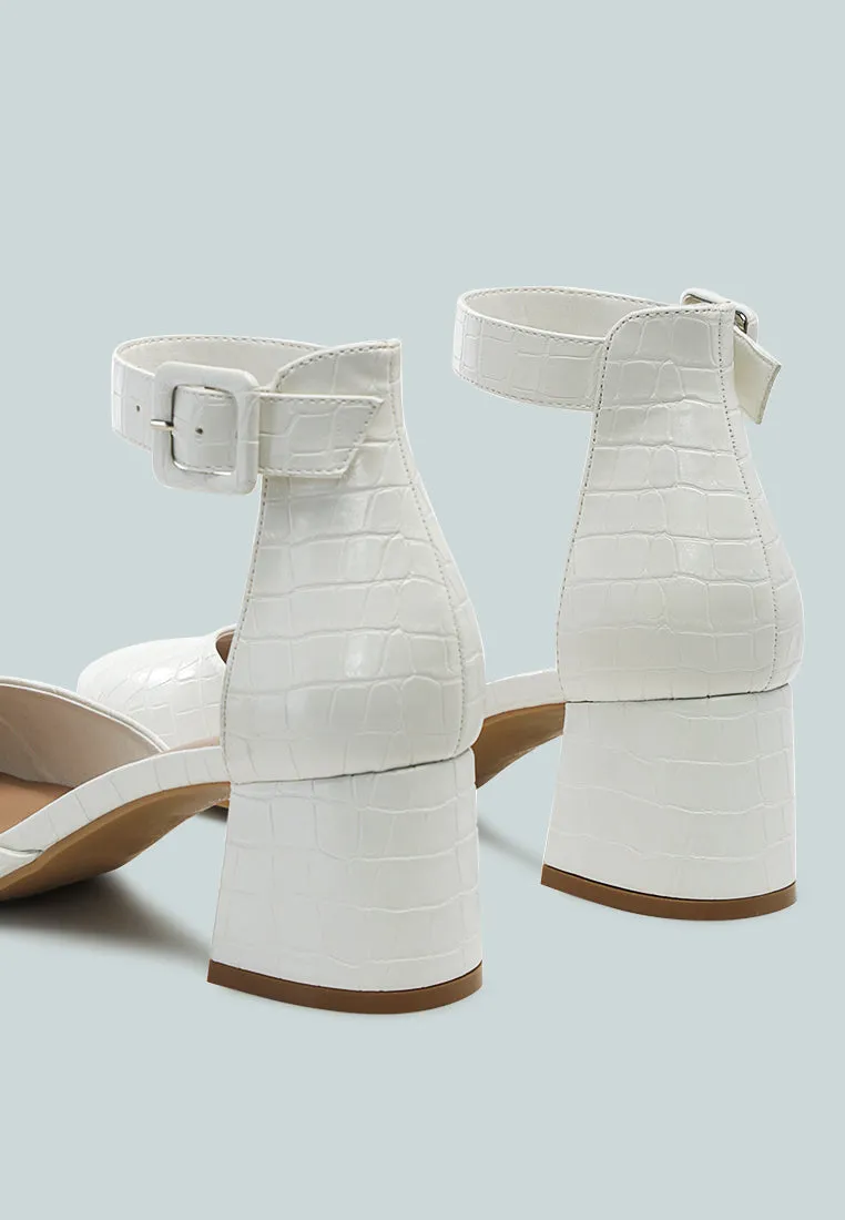 low heel ankle strap block sandals