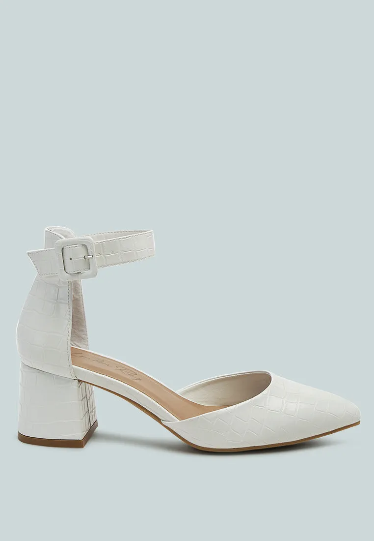low heel ankle strap block sandals