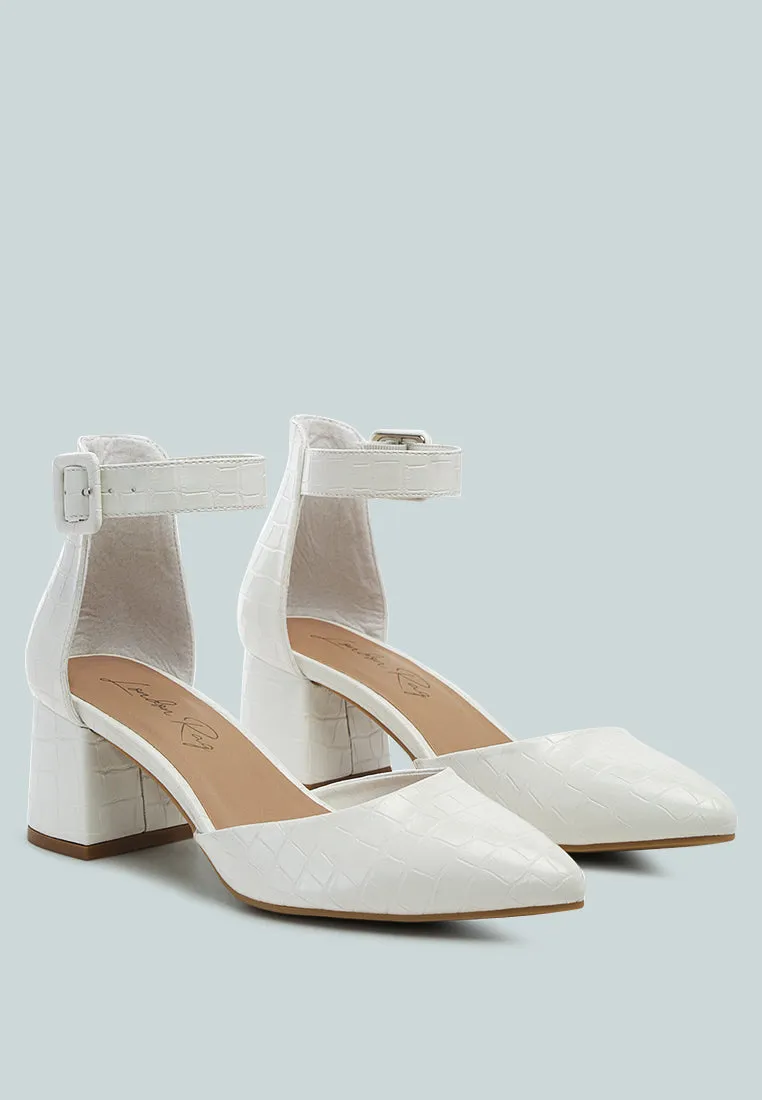low heel ankle strap block sandals