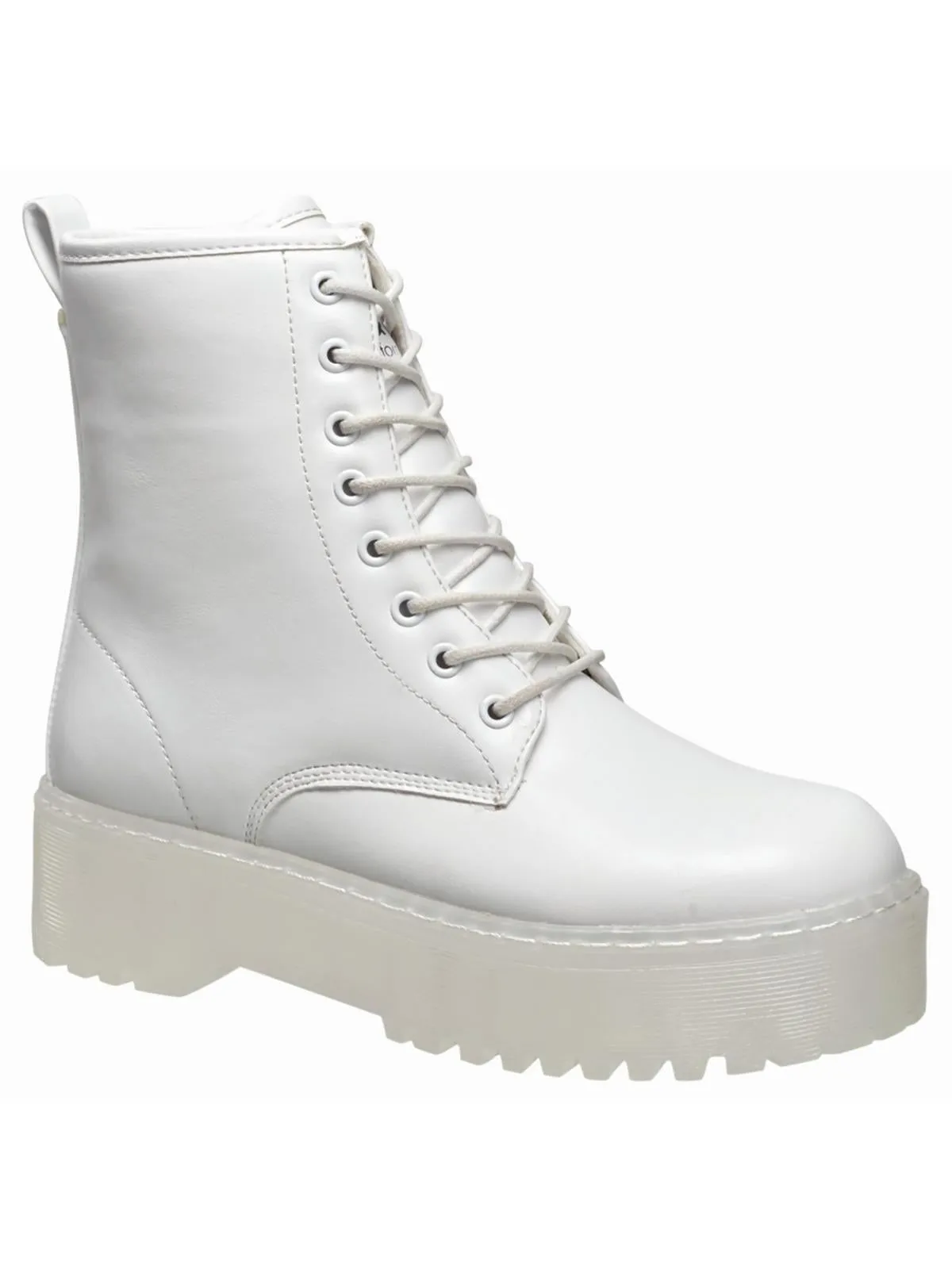 Lucie Womens Faux Leather Lug Sole Combat & Lace-up Boots