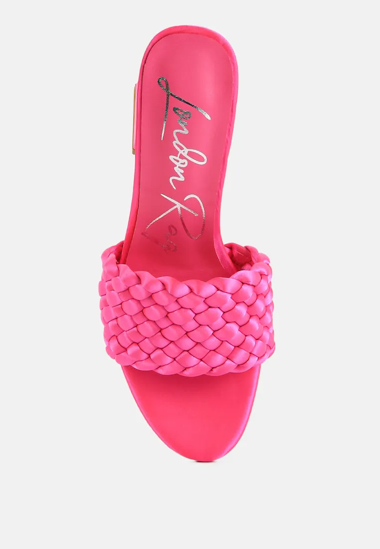 lust look braided satin block sandals