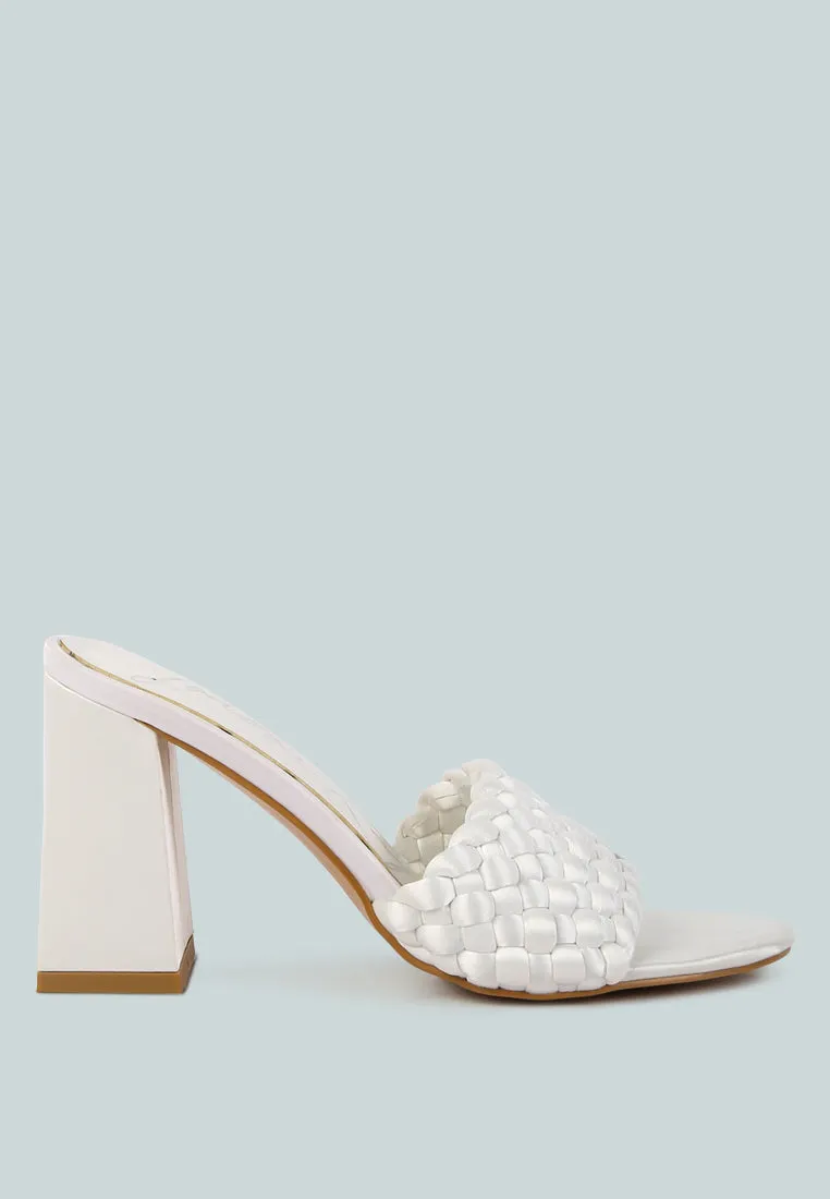 lust look braided satin block sandals