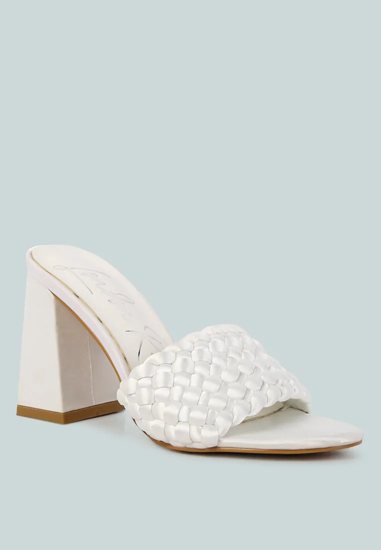lust look braided satin block sandals