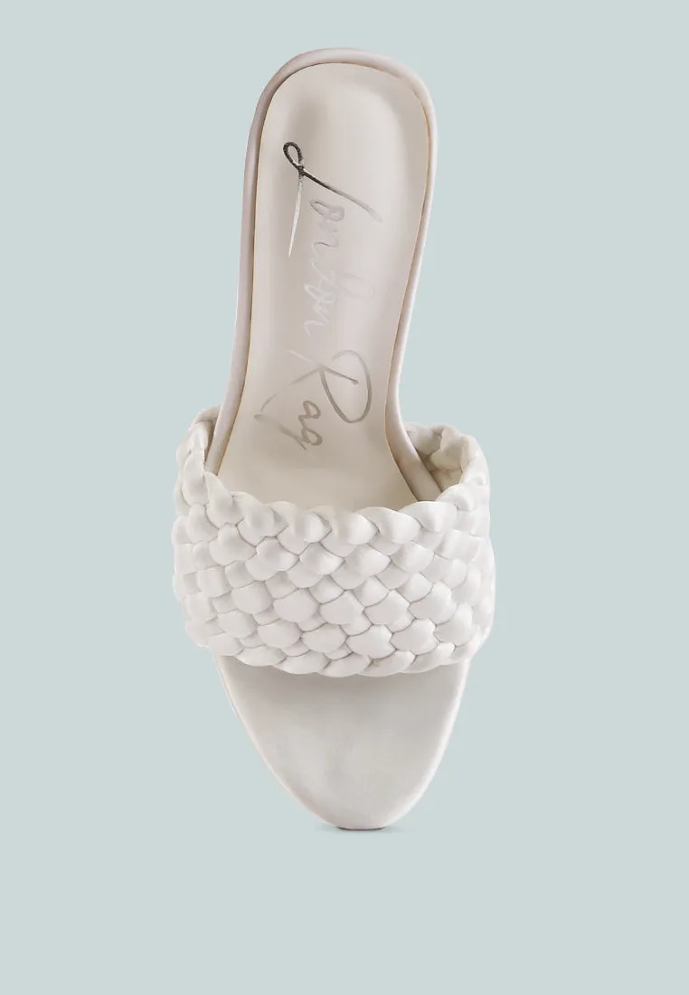 lust look braided satin block sandals