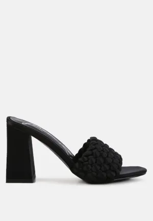 lust look braided satin block sandals
