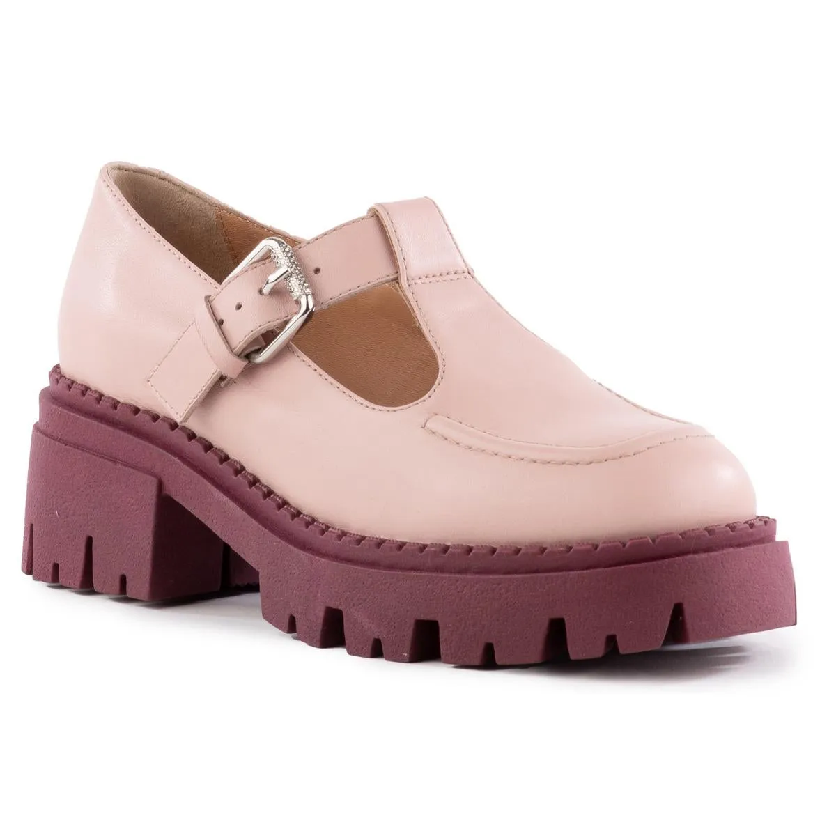 Luster Womens Leather Lugged Sole Loafers