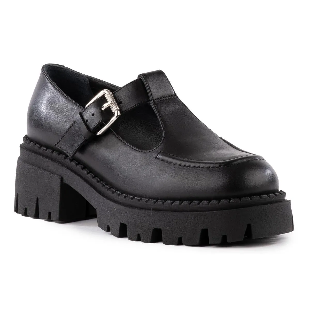 Luster Womens Leather Lugged Sole Loafers