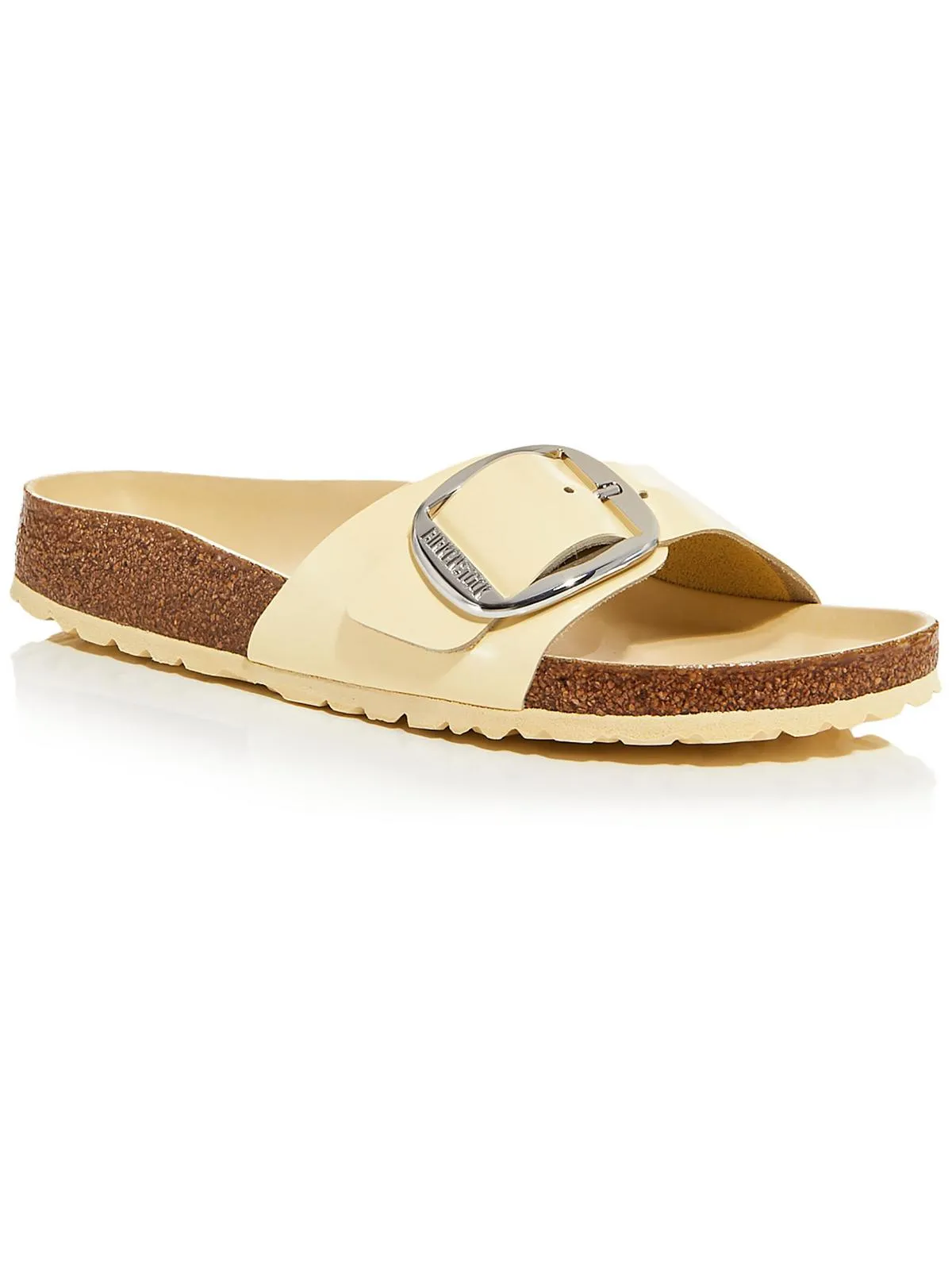 Madrid Big Buckle Womens Solid Footbed Slide Sandals
