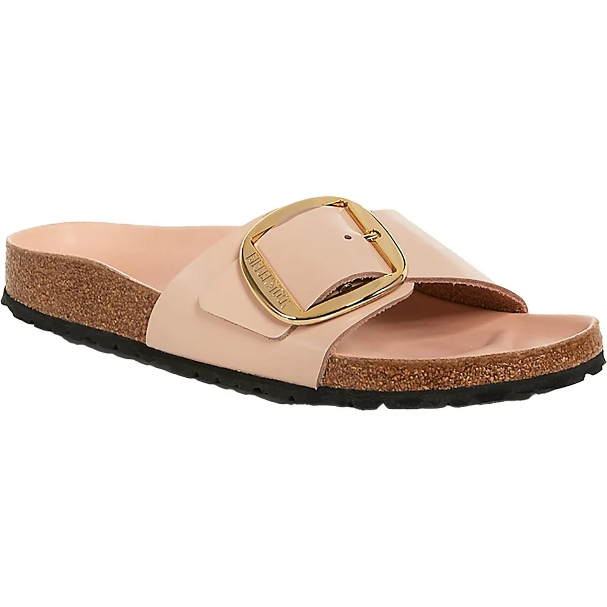 Madrid Big Buckle Womens Solid Footbed Slide Sandals