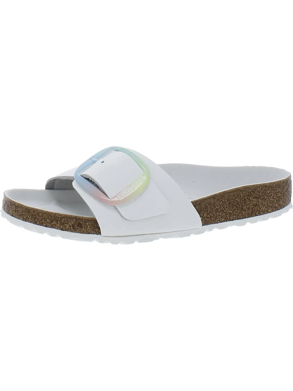 Madrid Big Buckle Womens Solid Footbed Slide Sandals