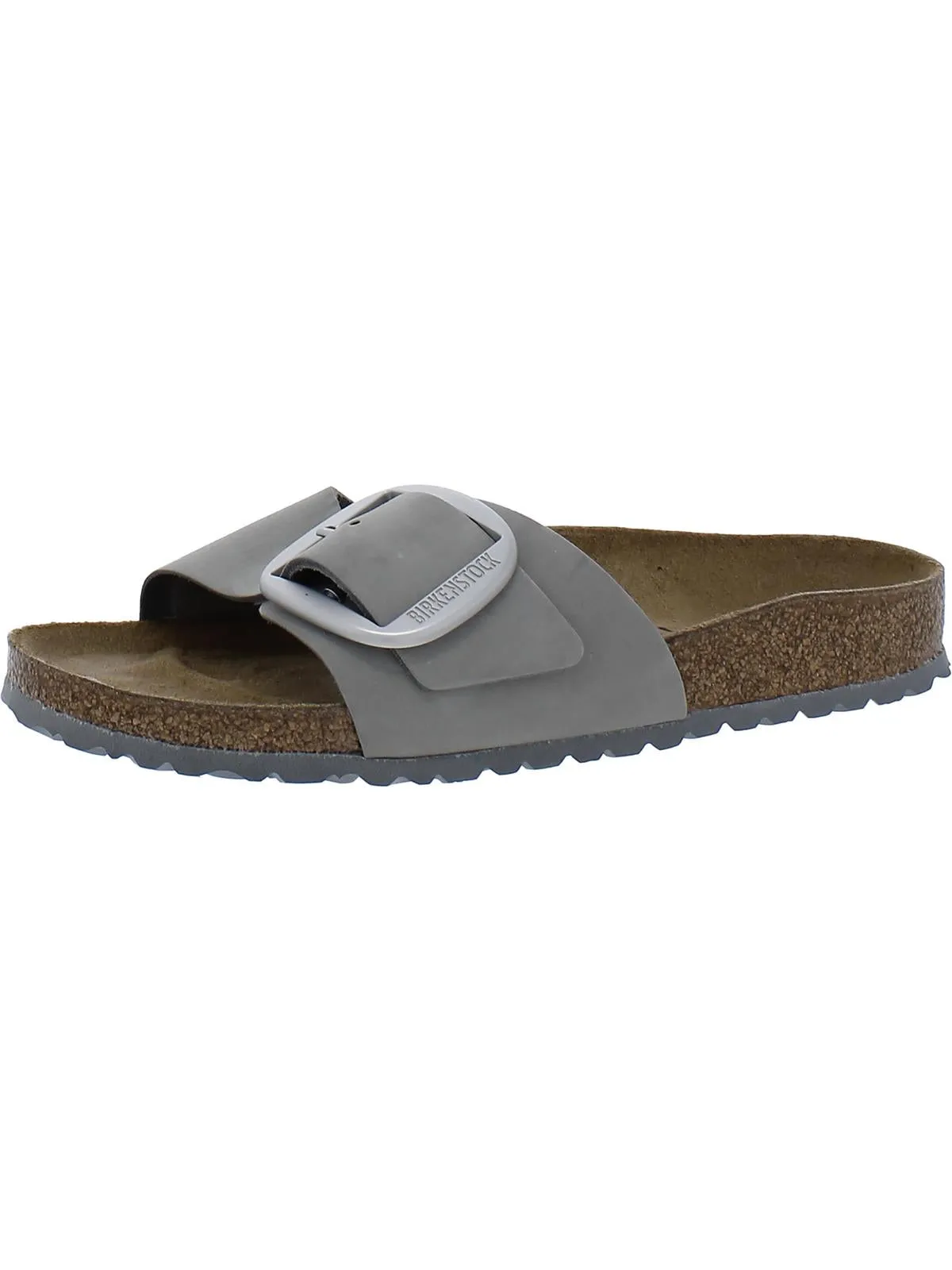Madrid Big Buckle Womens Solid Footbed Slide Sandals