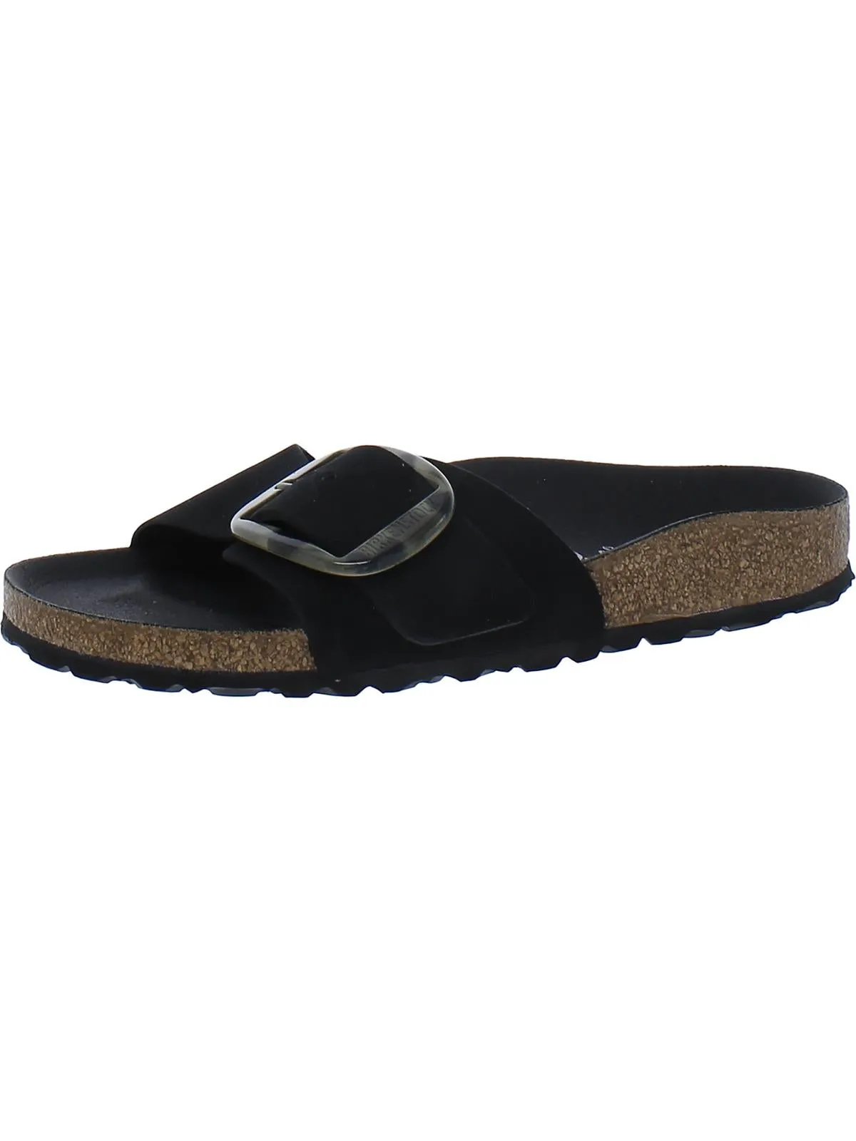 Madrid Big Buckle Womens Solid Footbed Slide Sandals