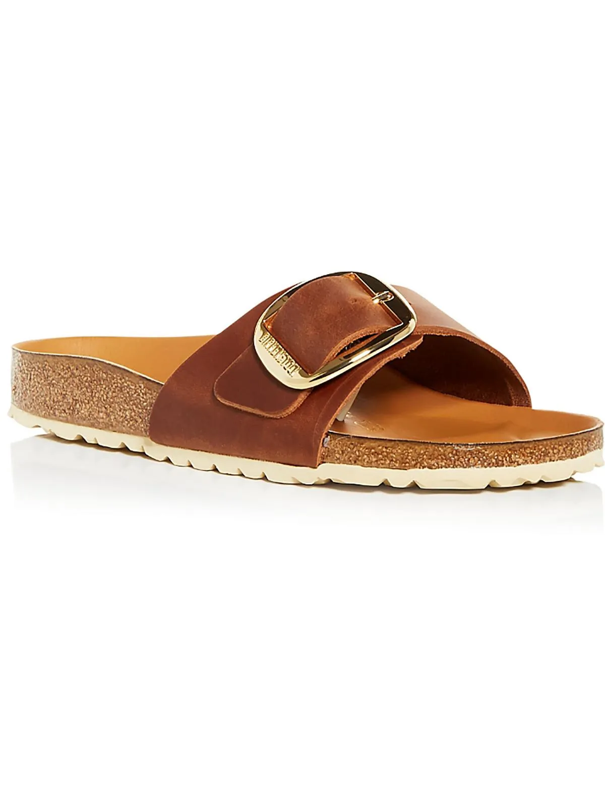 Madrid Big Buckle Womens Solid Footbed Slide Sandals