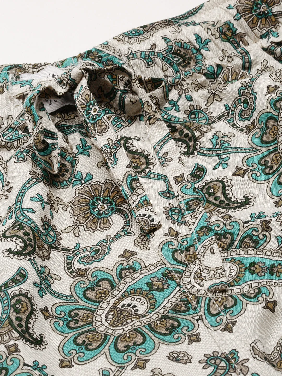 Men Beige Ethnic Motif Printed Co ord Set with Shorts