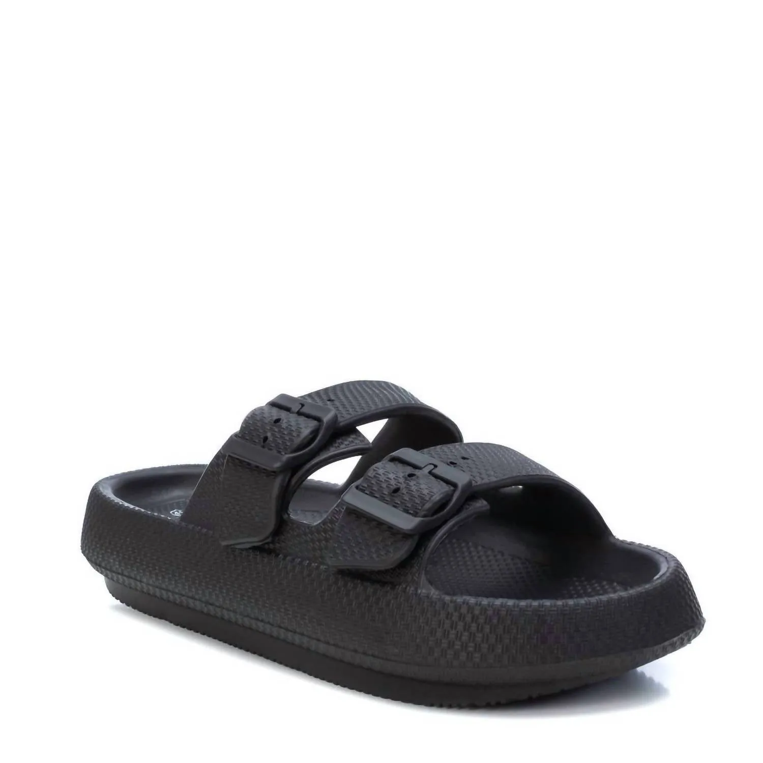 Men's Double Buckle Slides In Black