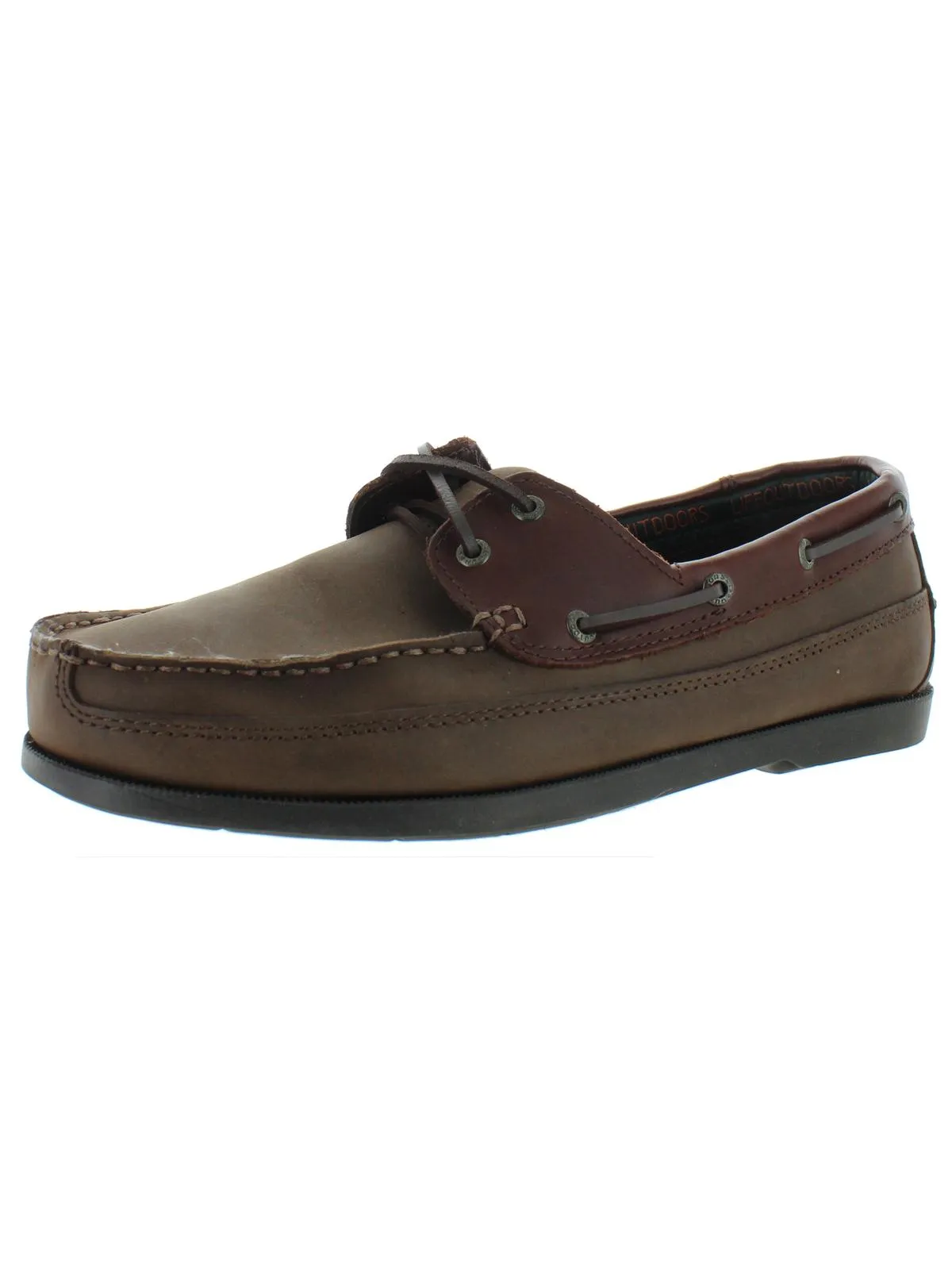 Mens Leather Lace-Up Boat Shoes