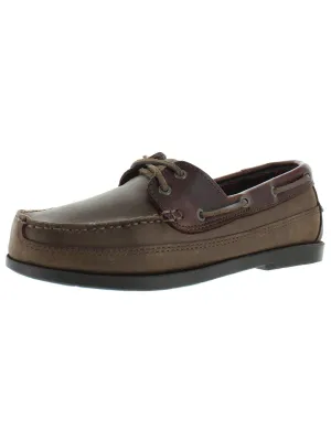 Mens Leather Lace-Up Boat Shoes