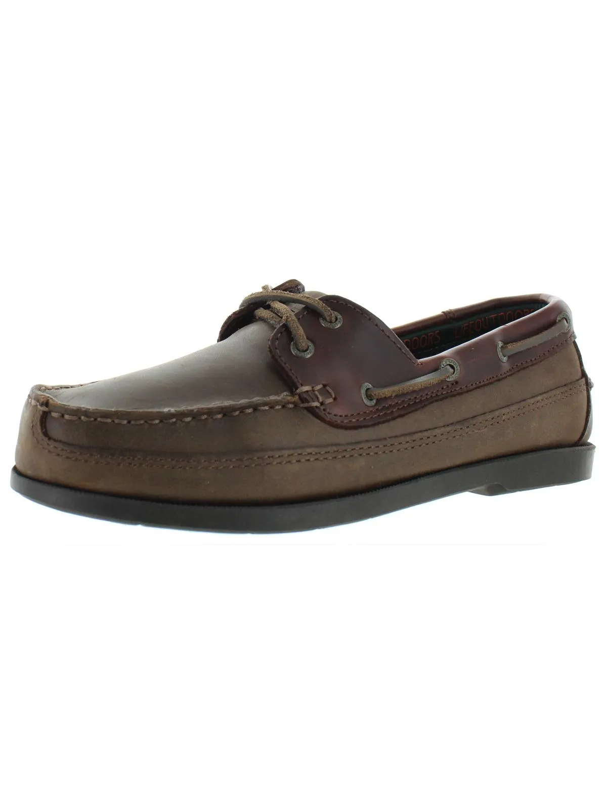Mens Leather Lace-Up Boat Shoes