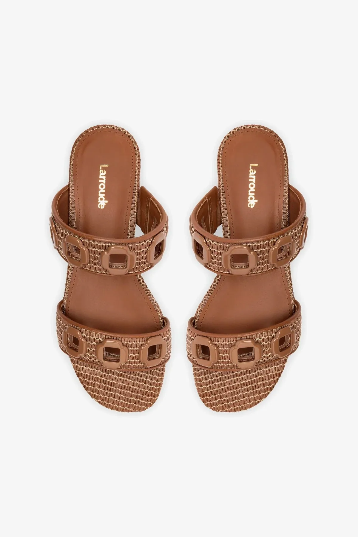 Milan Flat Mule In Caramel Wave Raffia