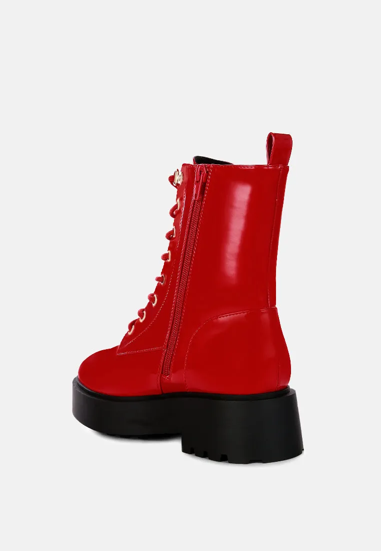 molsh faux leather ankle biker boots