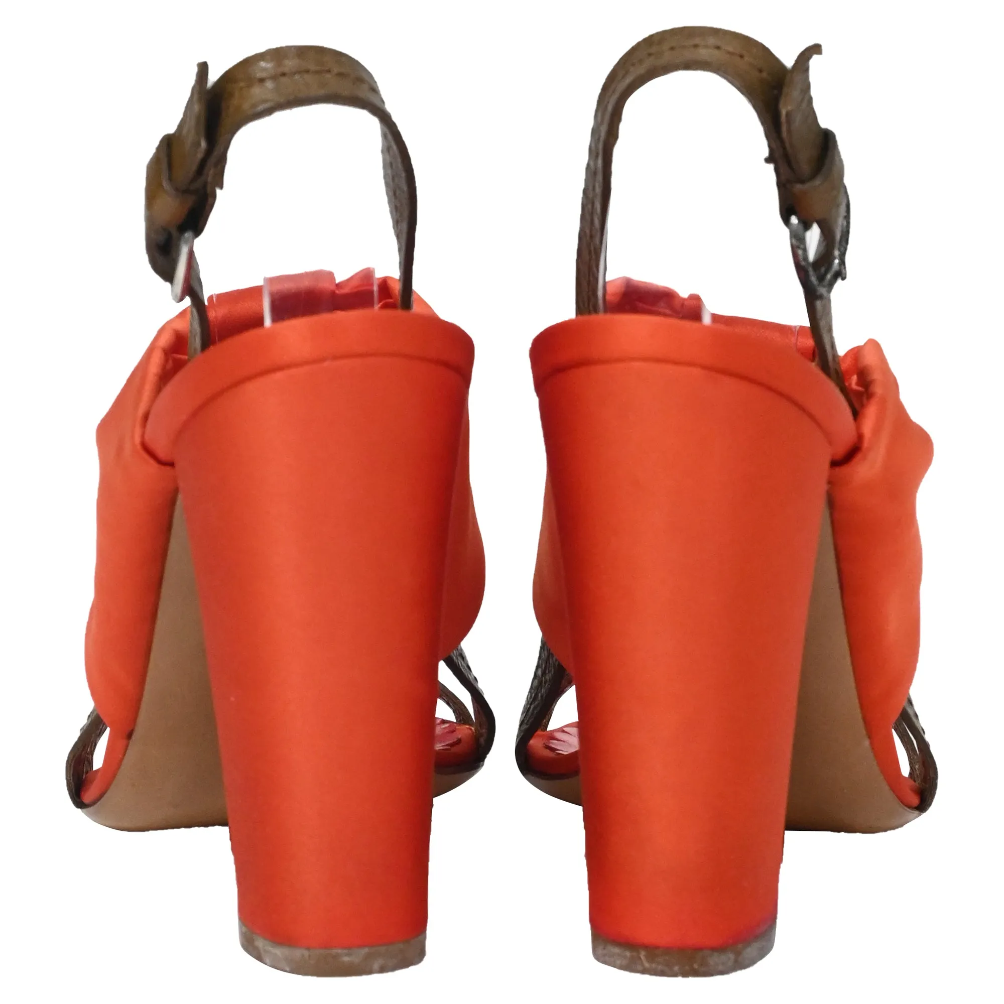 Moschino Cheap and Chic Bow Detail Sandals in Orange Satin