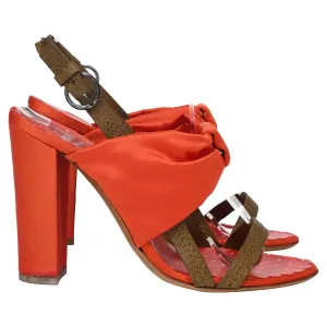 Moschino Cheap and Chic Bow Detail Sandals in Orange Satin
