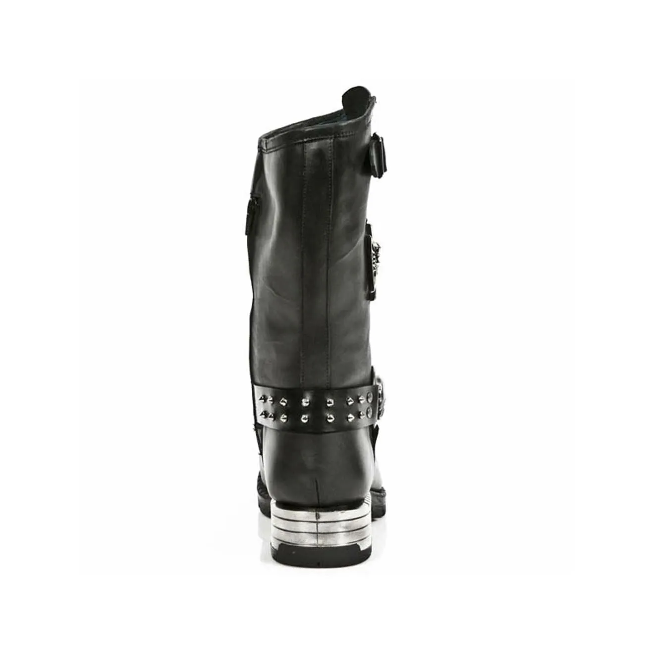 New Rock Men's Black Leather Gothic Cowboy Boots- MR030-S1