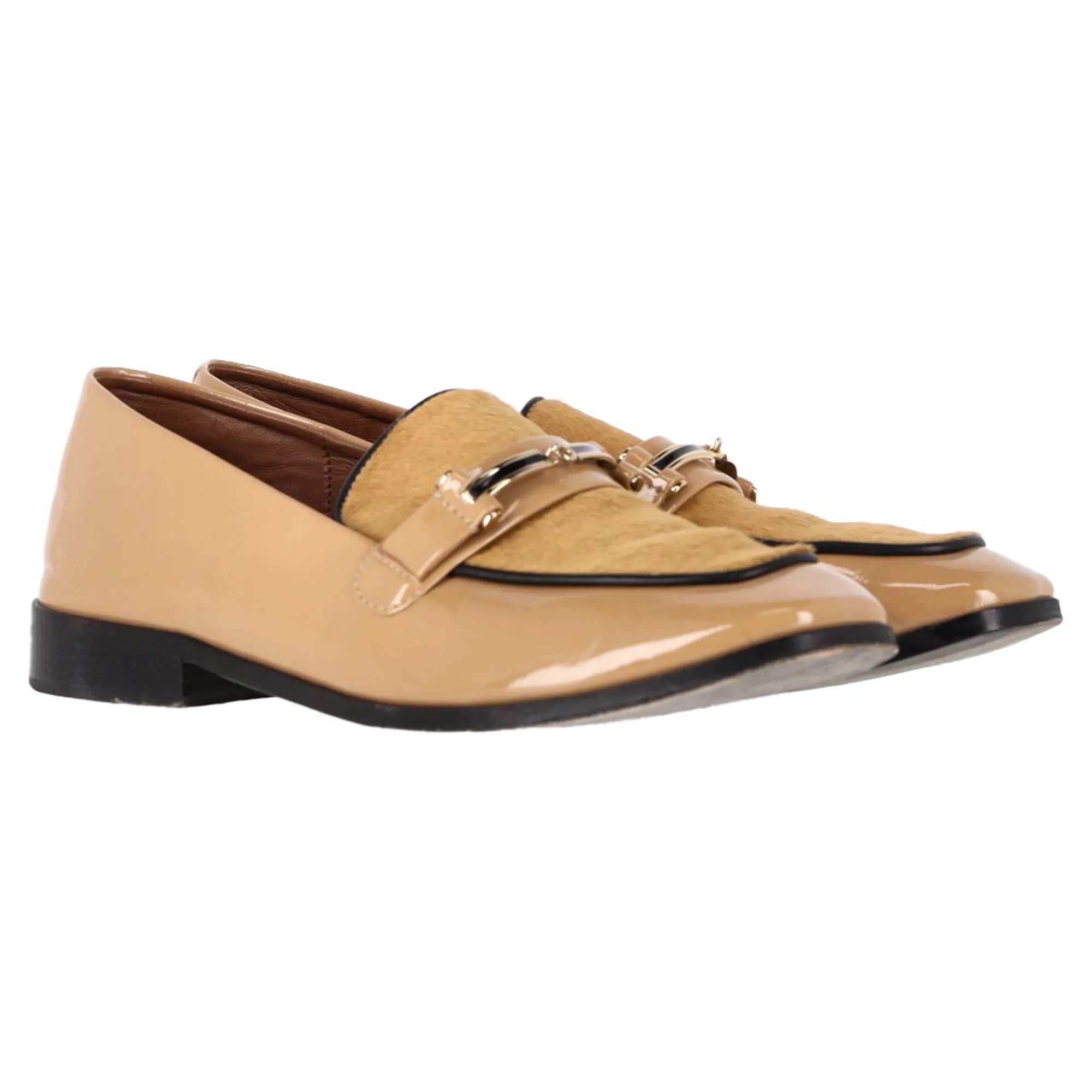 Newbark Melanie Loafers in Beige Patent Leather