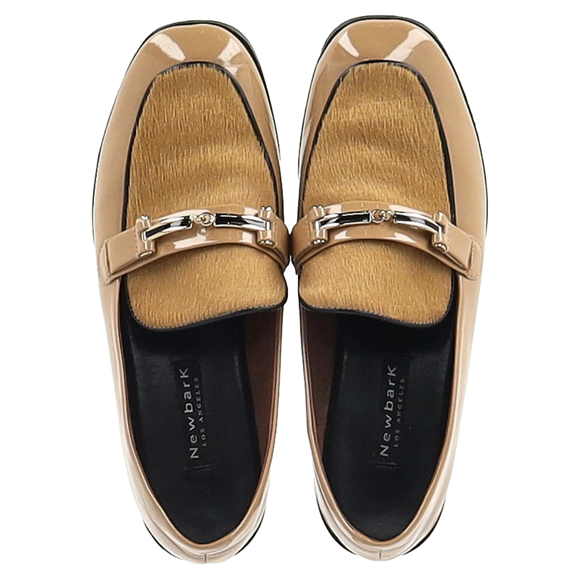 Newbark Melanie Loafers in Beige Patent Leather