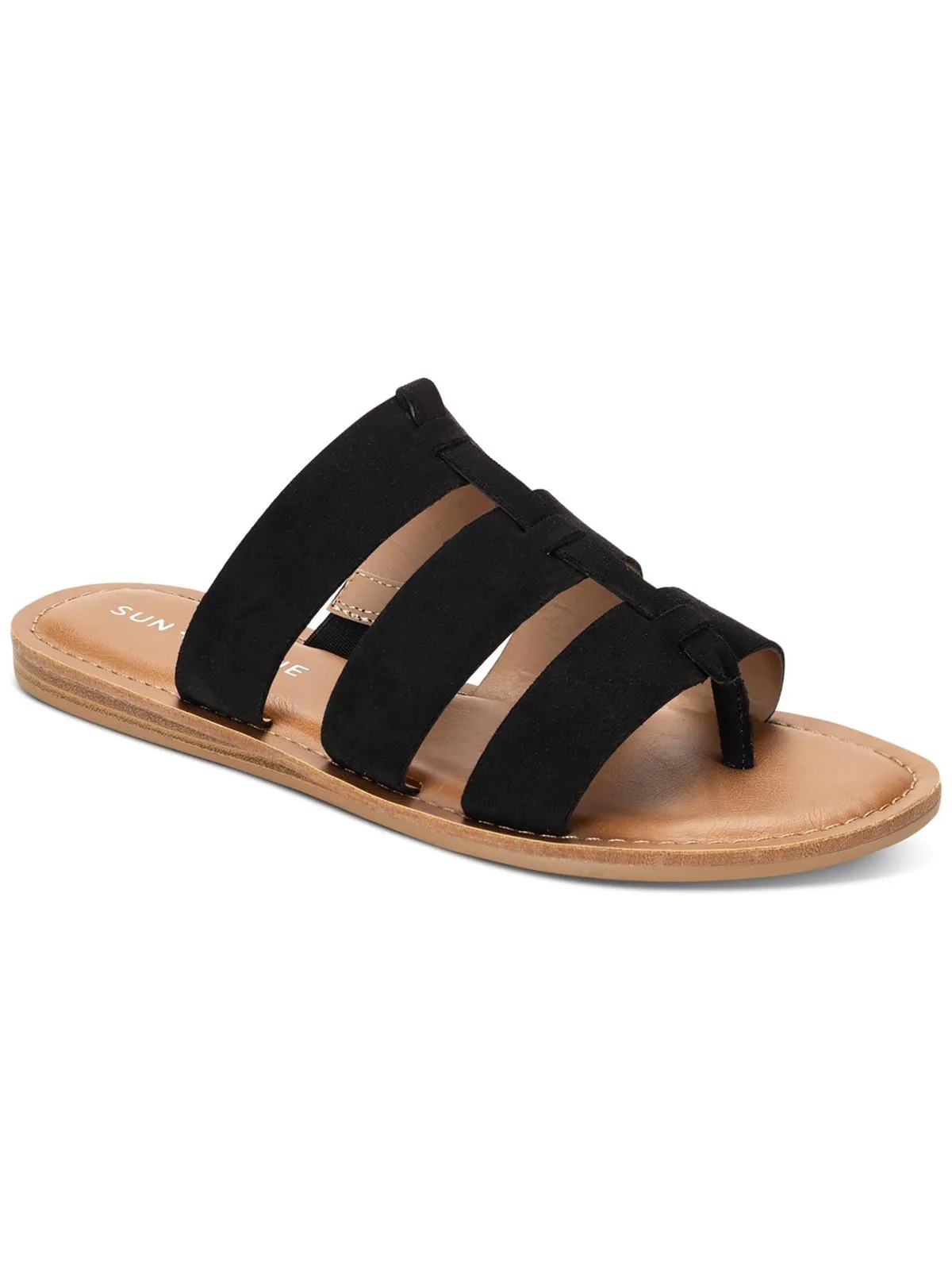 Oliaa Womens Faux Suede Toe-Post Slide Sandals