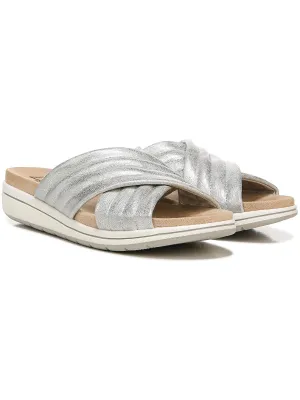 Panama Womens Faux Leather Slip On Wedge Sandals