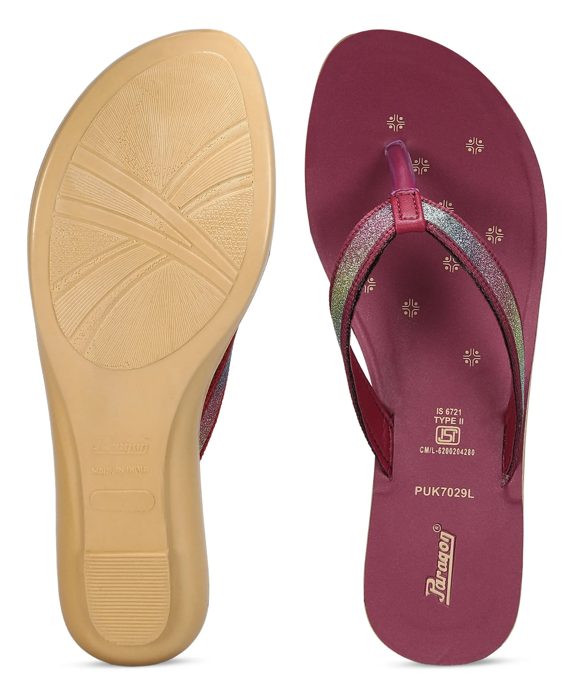 Paragon Women's Slip On Flat Maroon Sandals | Durable Dailywear Sandals