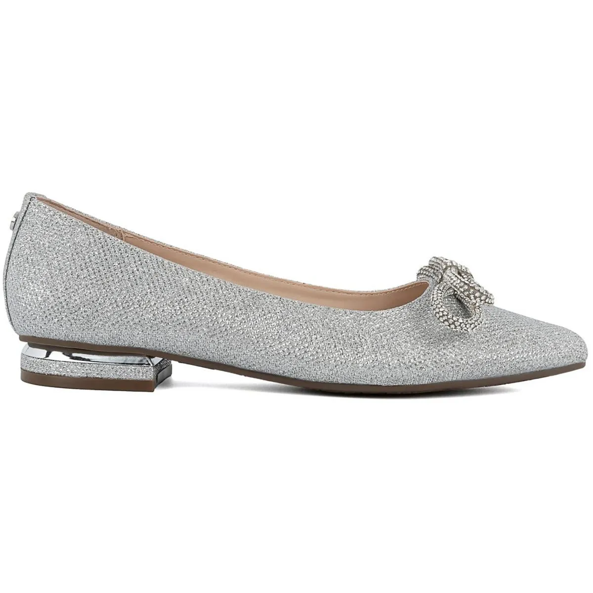 Quinnie Womens Rhinestone Pointed Toe Ballet Flats