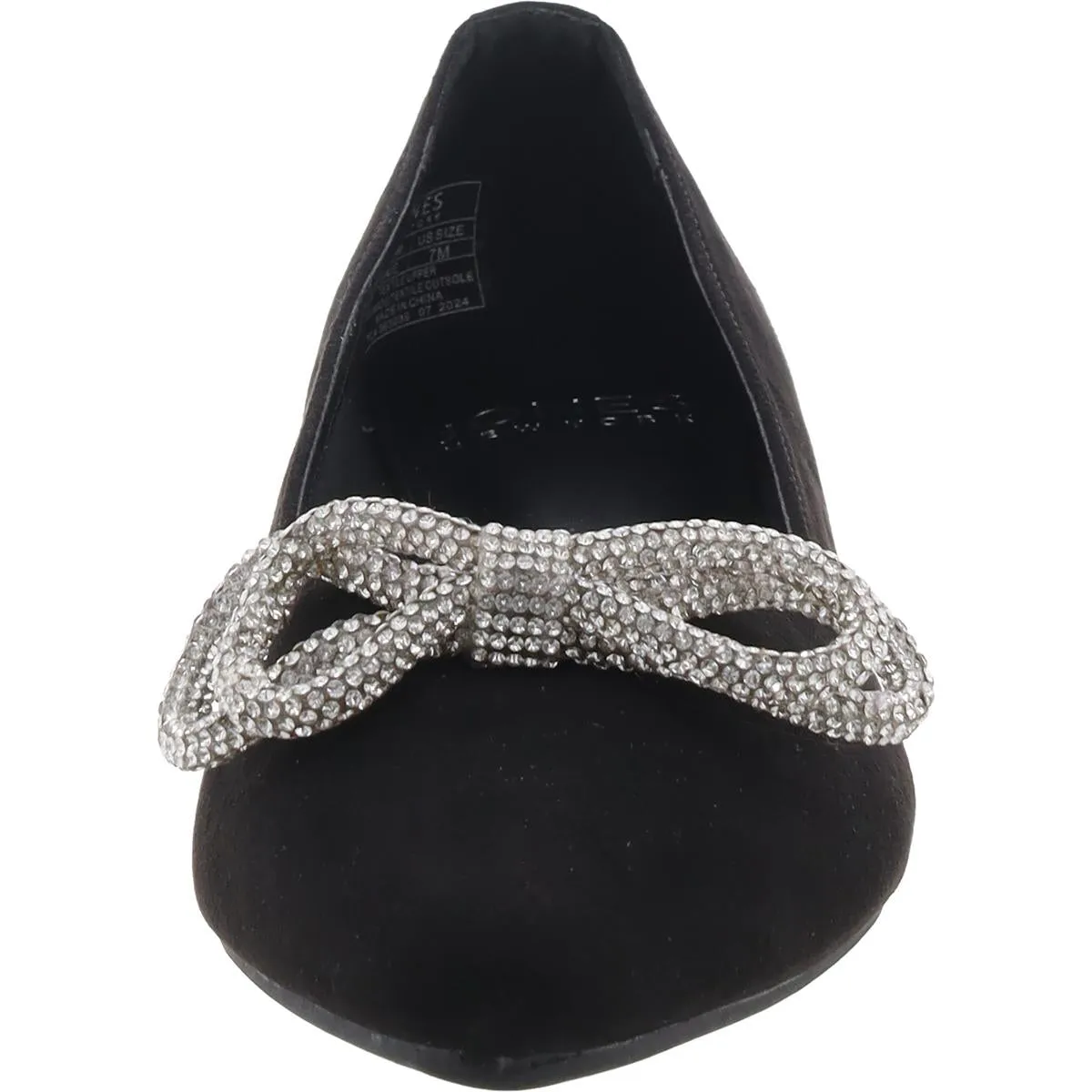 Quinnie Womens Rhinestone Pointed Toe Ballet Flats
