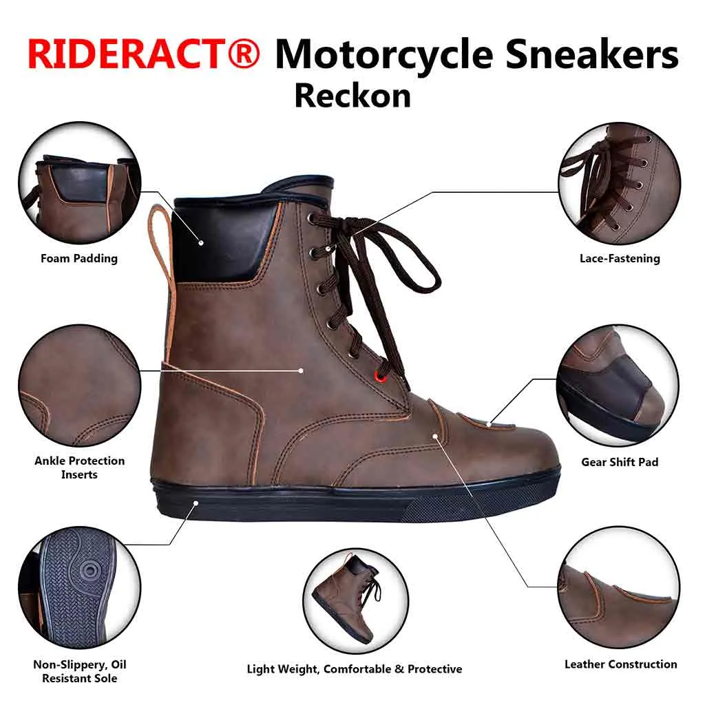 RIDERACT® Motorcycle Sneakers Boots Reckon Leather Motorbike Boots