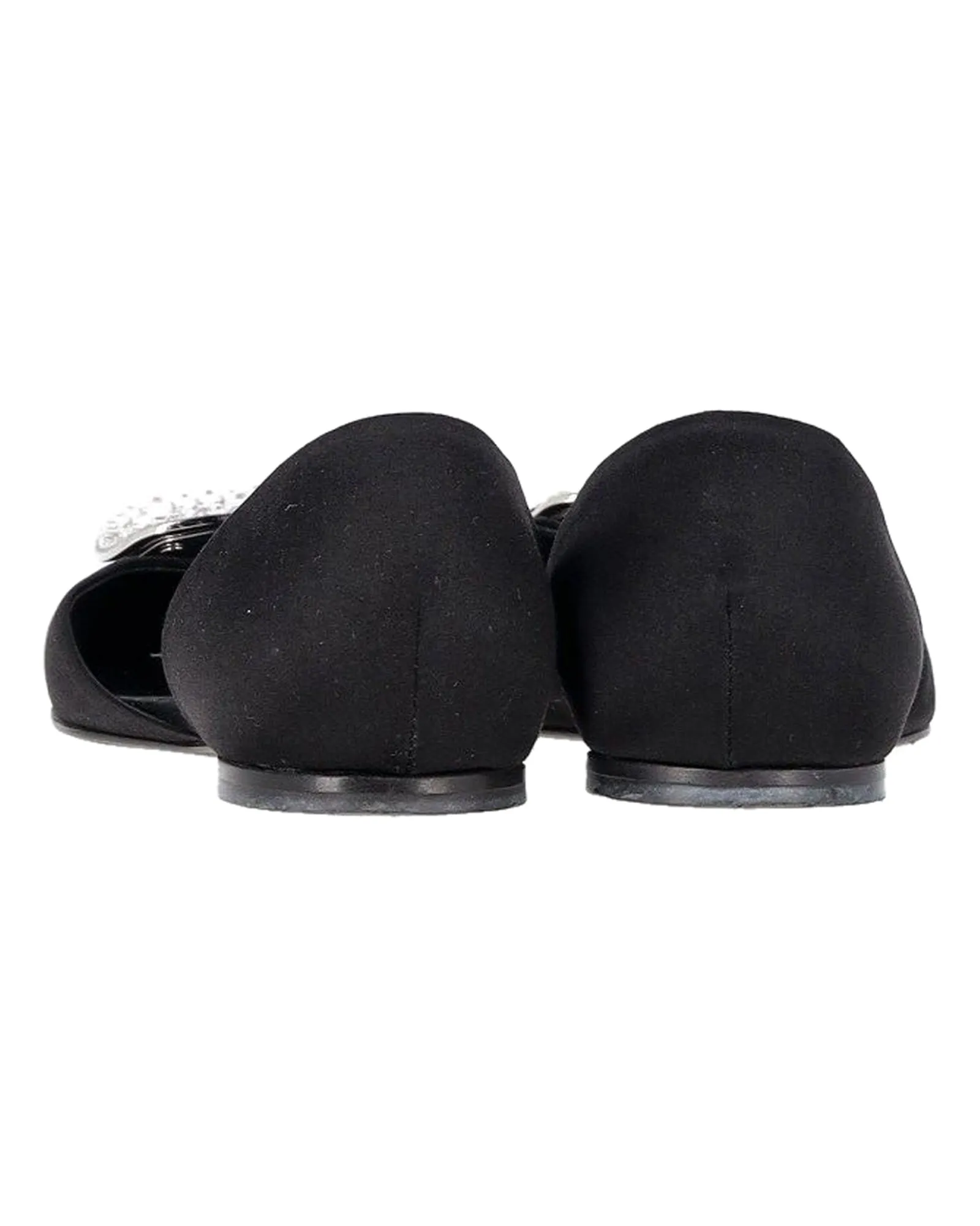 Roger Vivier Chips Prism Embellished Flats in Black Satin