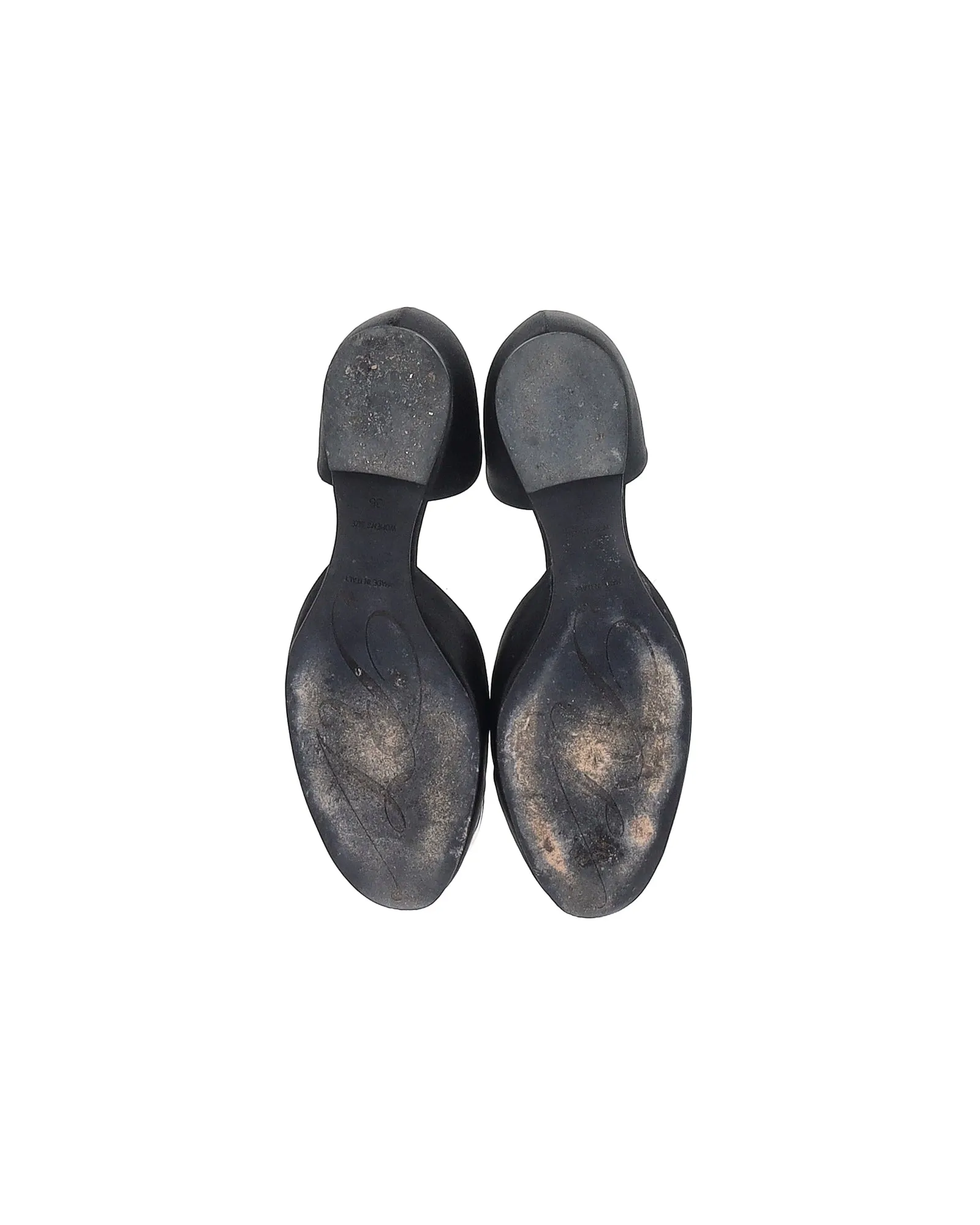 Roger Vivier Chips Prism Embellished Flats in Black Satin