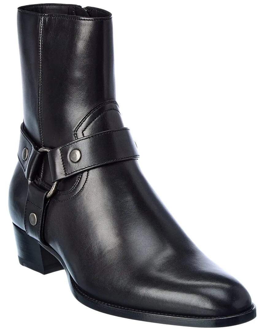 Saint Laurent Wyatt 40 Harness Leather Boot