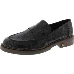 Salima Womens Leather Block Heel Loafers